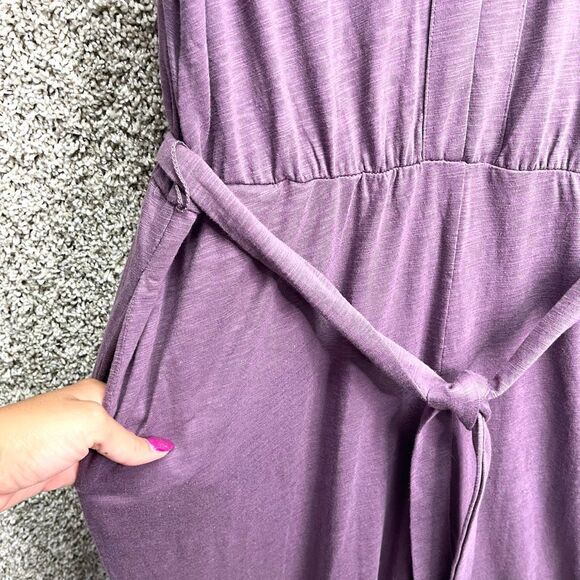 Market & Spruce Jumpsuit Women's XXL Paulie Slub Purple30 Waist Tie Cropped NWT - Picture 5 of 9